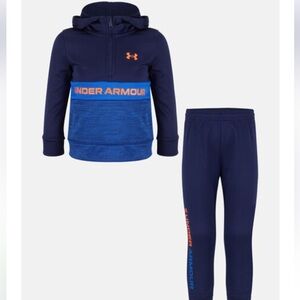 Under Armour- Boys Half-Zip Tracksuit Blue/Orange Size 6